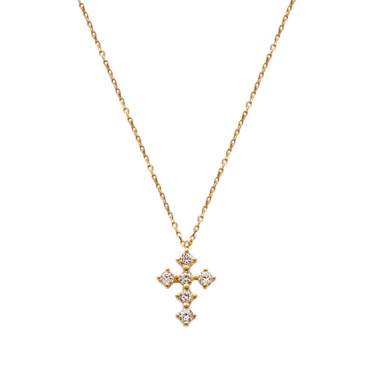 White zirconia cross gold - ByMirelae