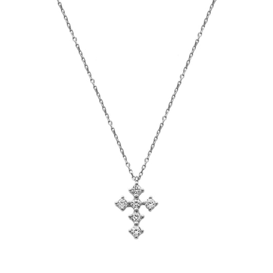 White zirconia cross silver - ByMirelae