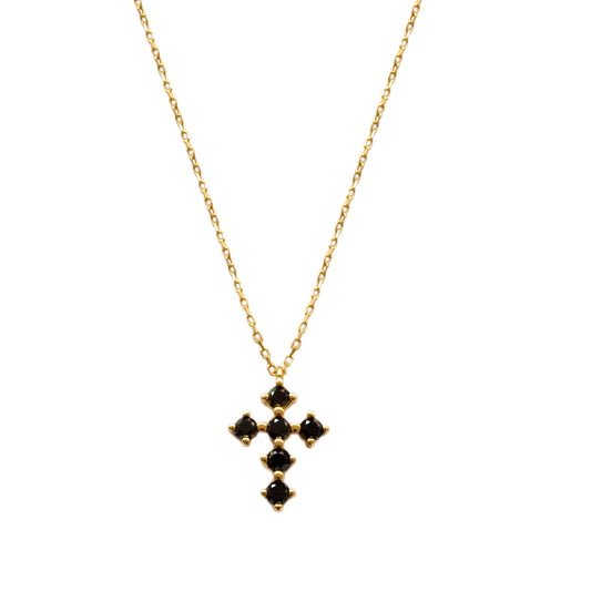 Black zirconia cross gold - ByMirelae