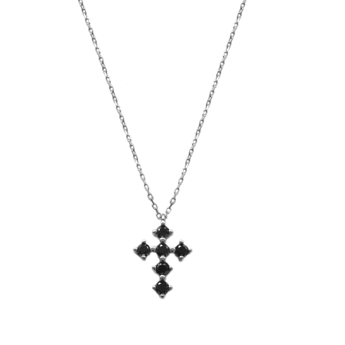 Black zirconia cross silver - ByMirelae