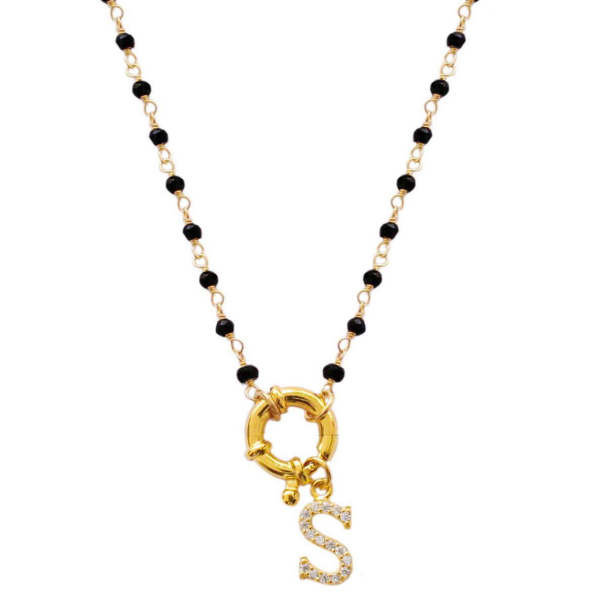 Initial black spinel openclose gold
