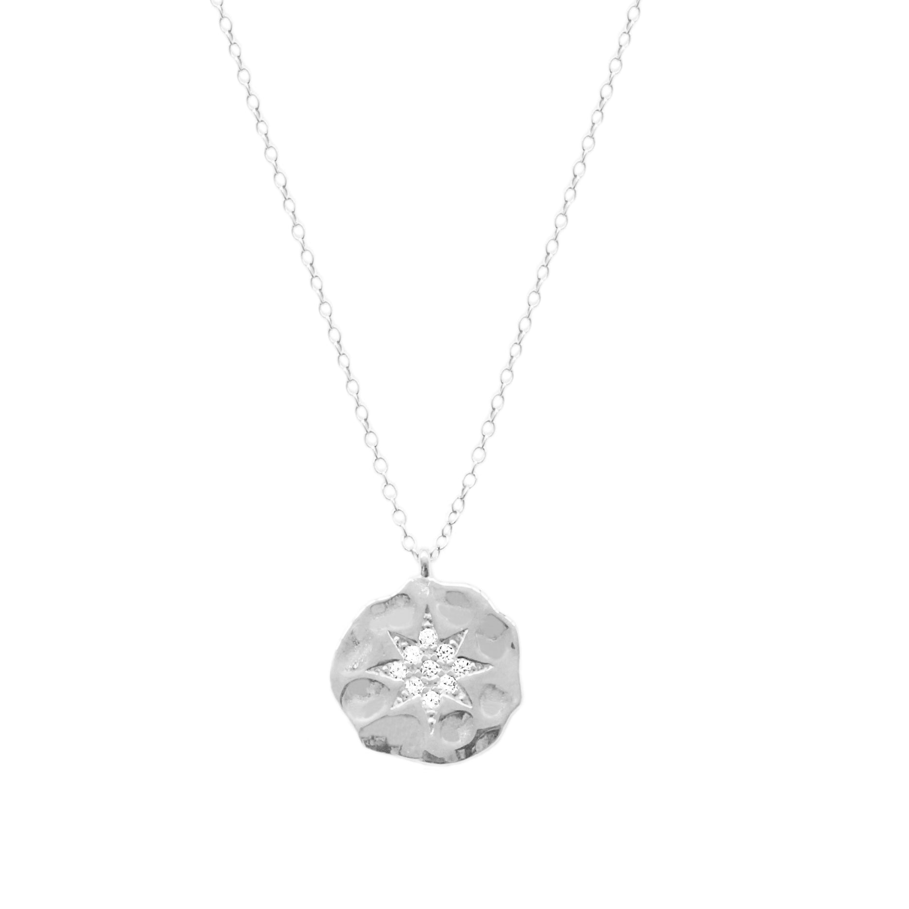 Zirconia star hammered silver - ByMirelae