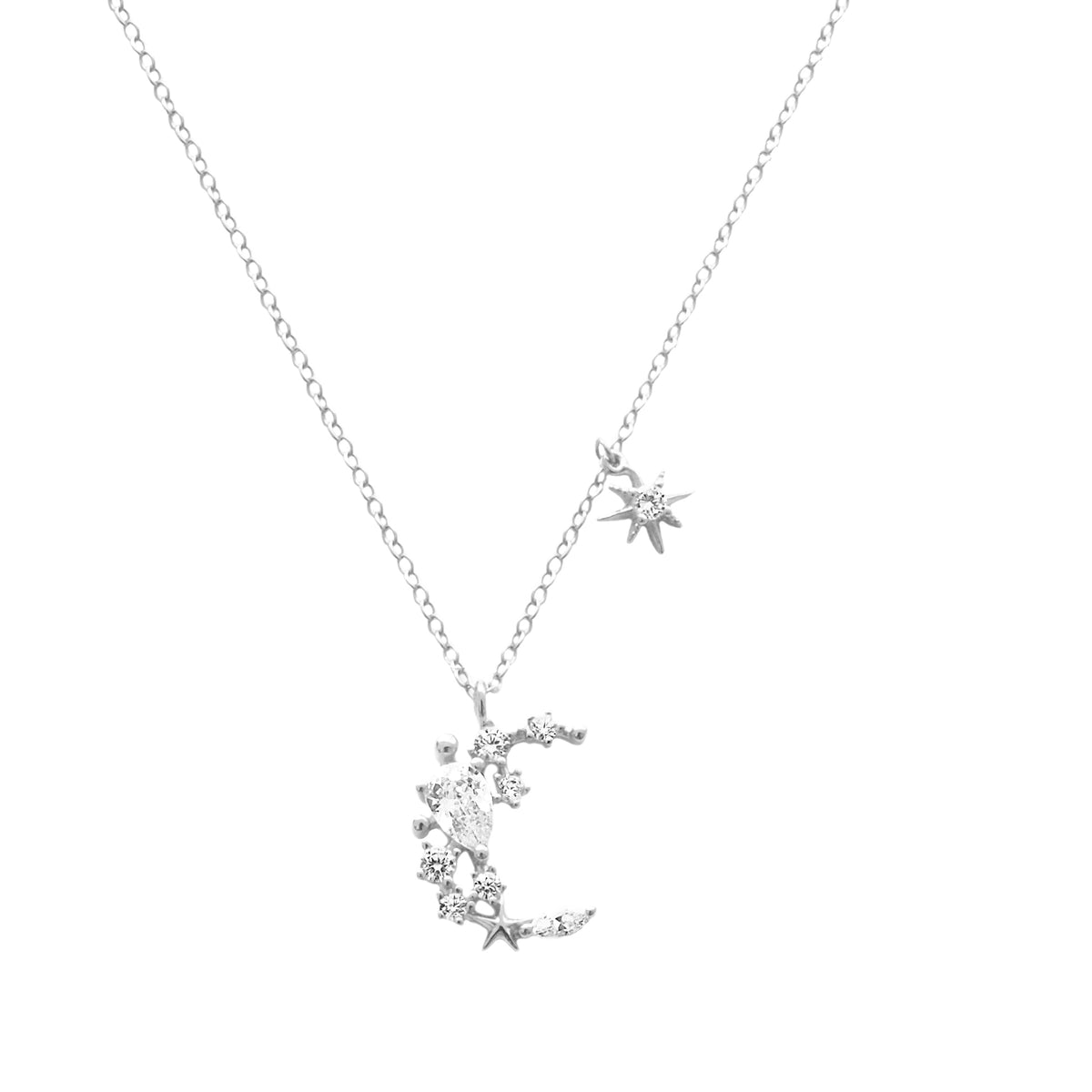 Star &amp; moon zirconia silver - ByMirelae