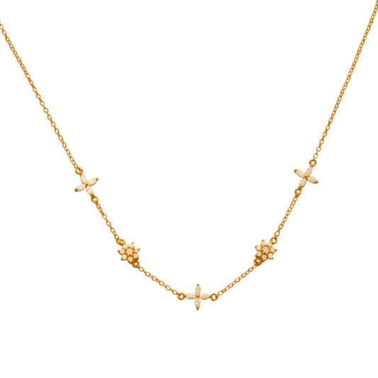 Big zirconia flower gold - ByMirelae