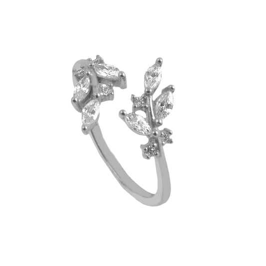 Zirconia double leaves silver