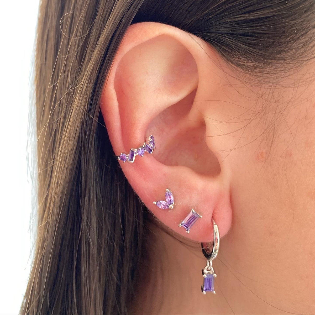 Violet zirconia ear cuff silver - ByMirelae