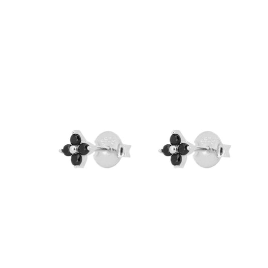 Black zirconia flower silver - ByMirelae