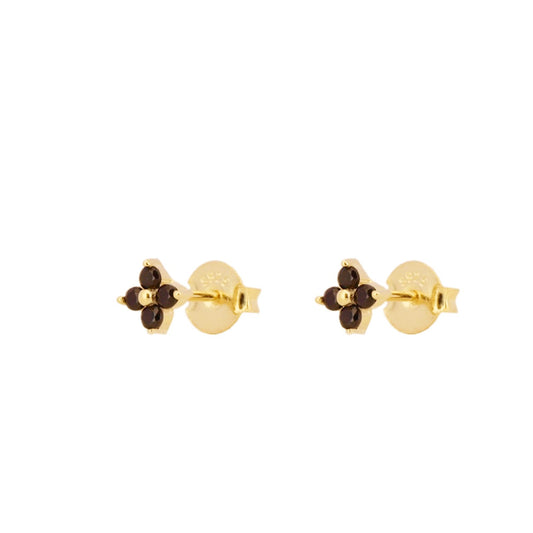 Black zirconia flower gold - ByMirelae