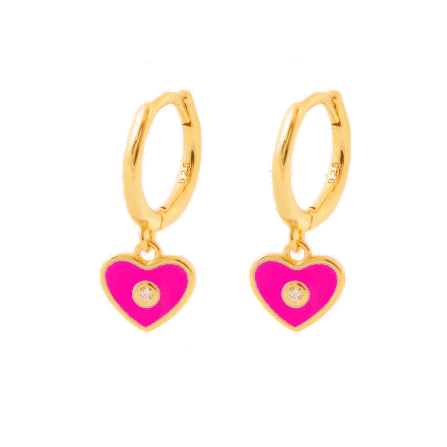 Fucsia enamel heart gold