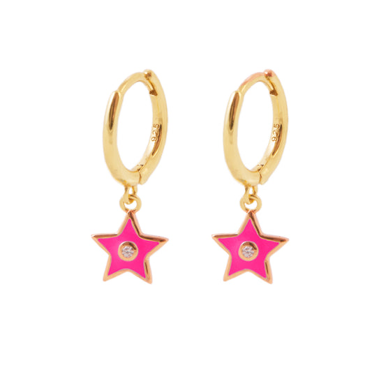 Fucsia enamel star gold