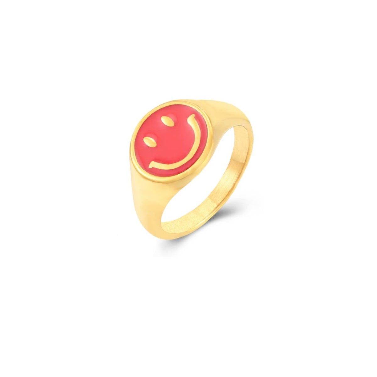 Red smiley ring gold