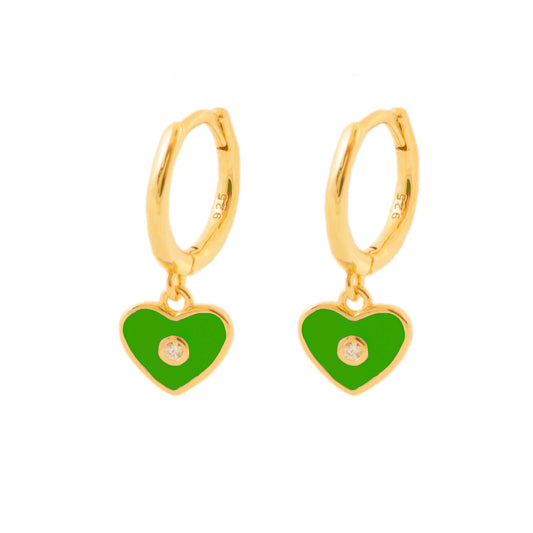 Green enamel heart gold
