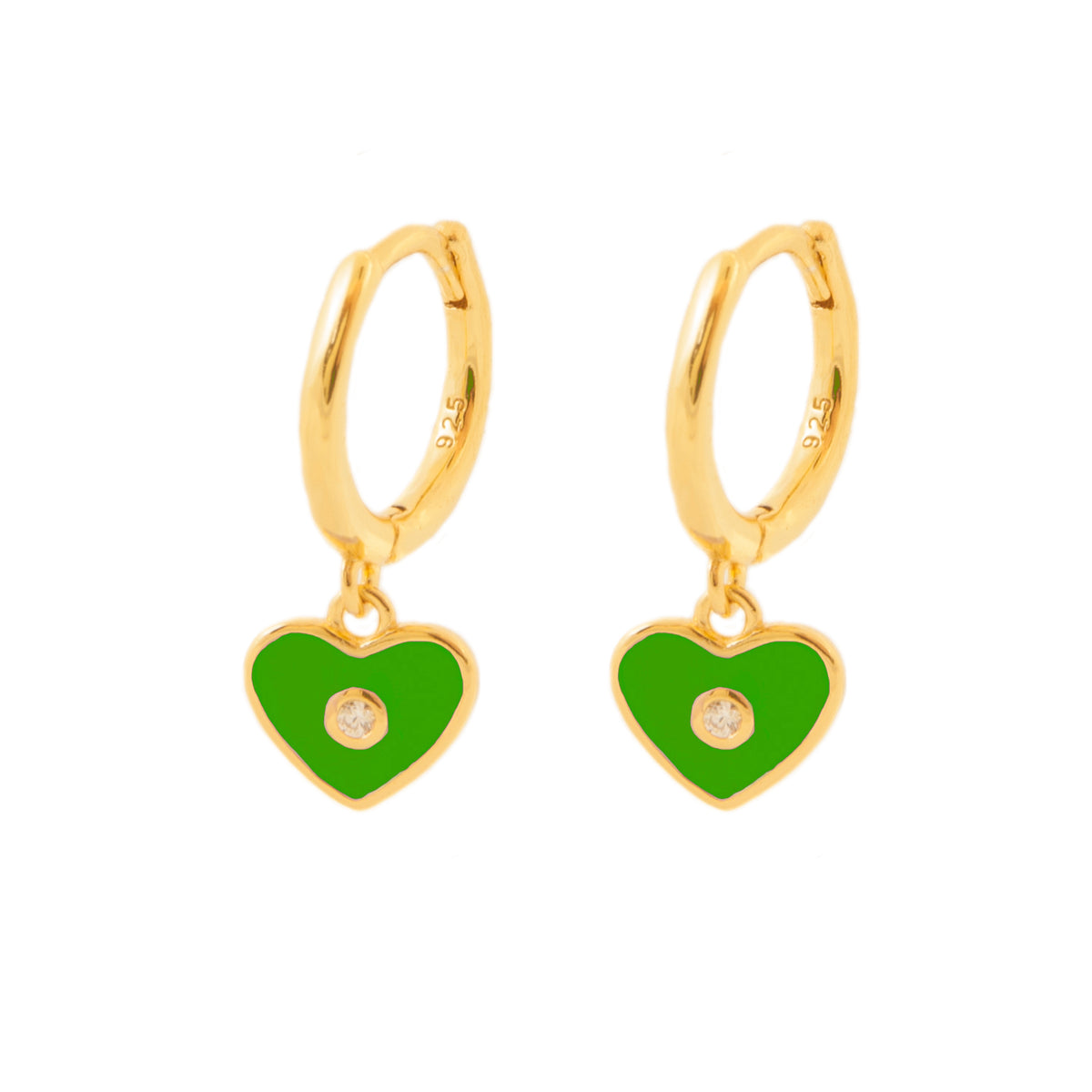 Green enamel heart gold