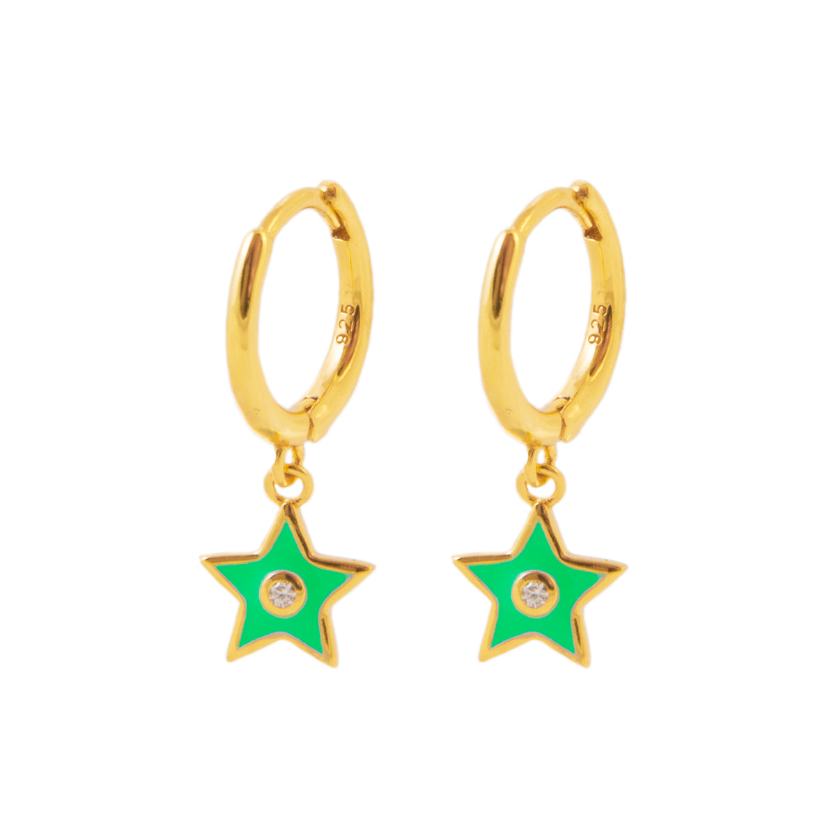 Green enamel star gold