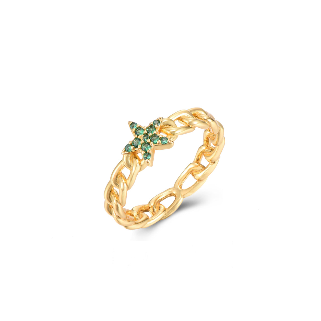Green star ring gold