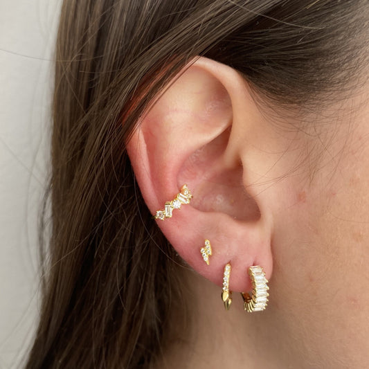 White zirconia baguette gold - ByMirelae