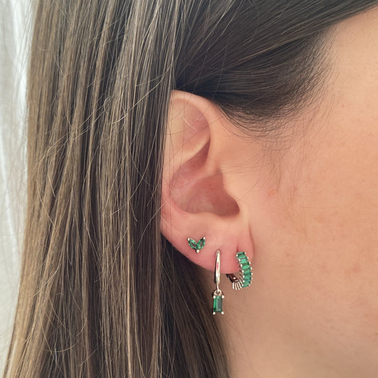 Green zirconia baguette silver - ByMirelae