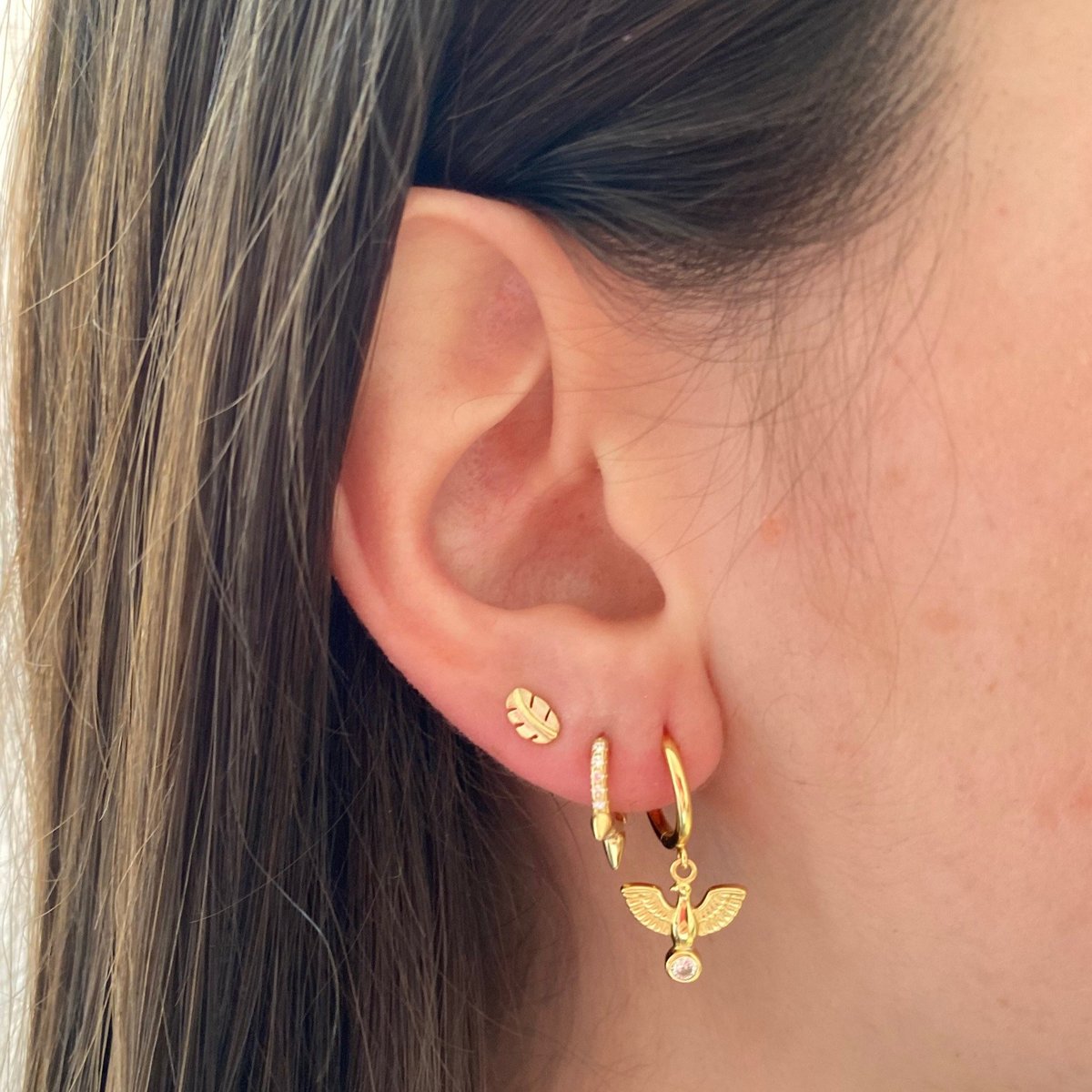 White zirconia spike hoop gold