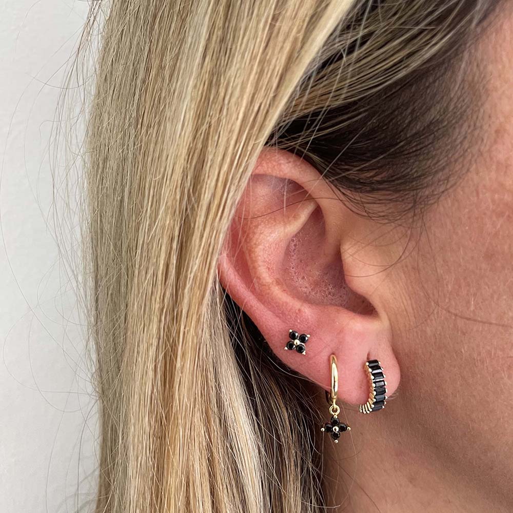 Black zirconia baguette gold