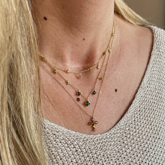 Green & black zirconia rhomb gold - ByMirelae