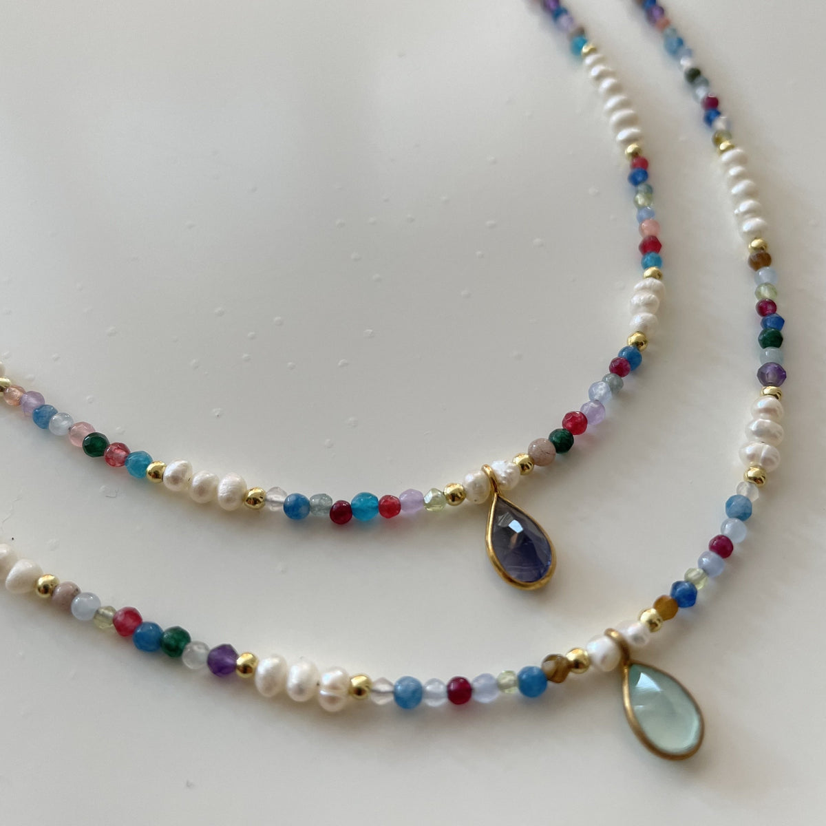 Rainbow &amp; pearl necklace