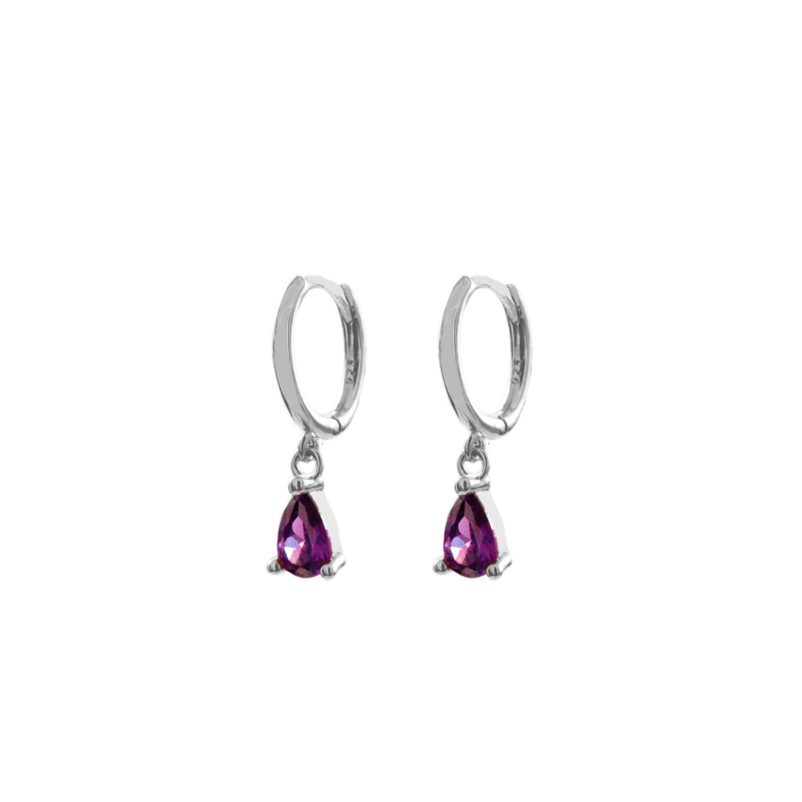 Violet tear hoop silver - ByMirelae