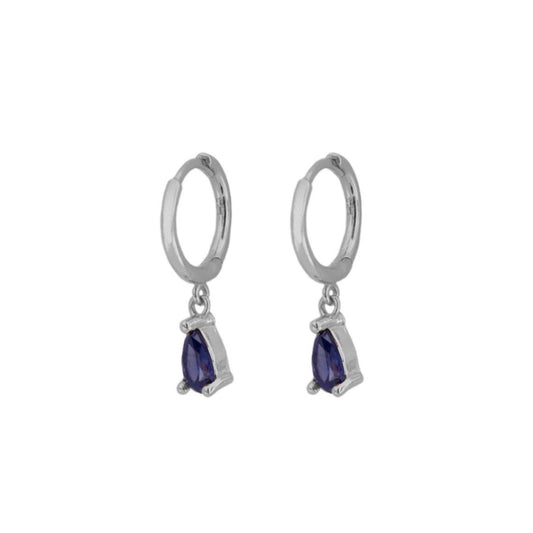 Blue tear hoop silver - ByMirelae