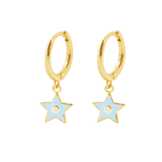 Light blue enamel star gold