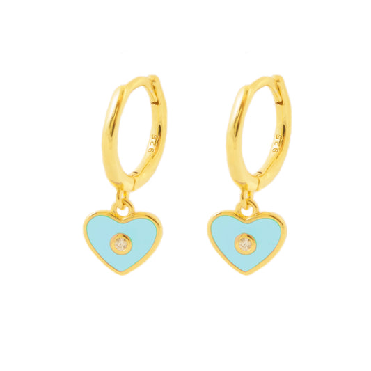 Light blue enamel heart gold