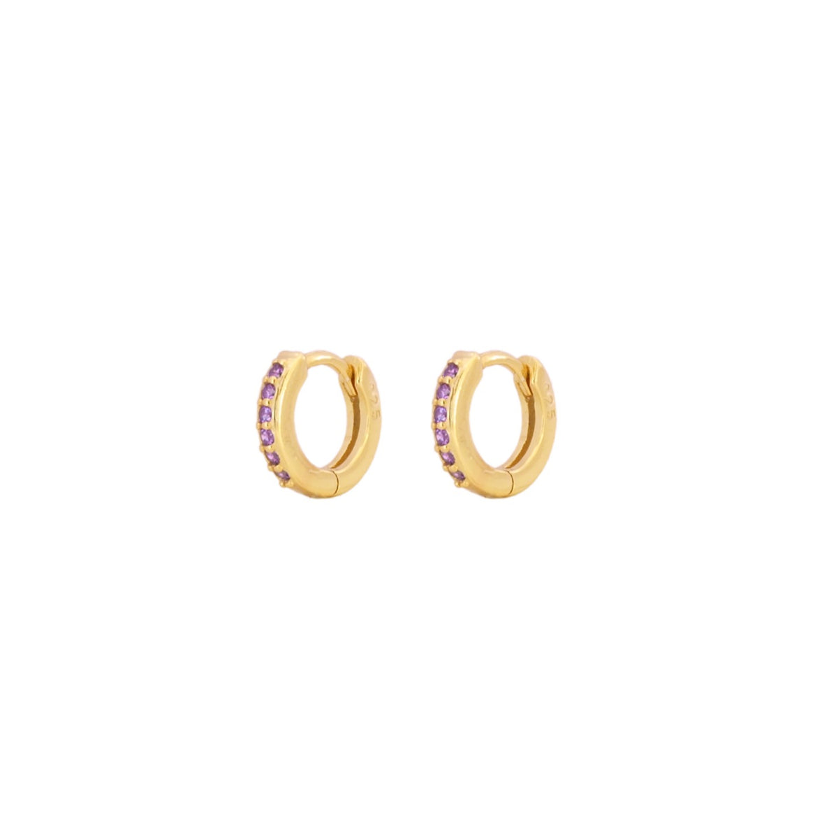 Violet zirconia mini hoop gold - ByMirelae