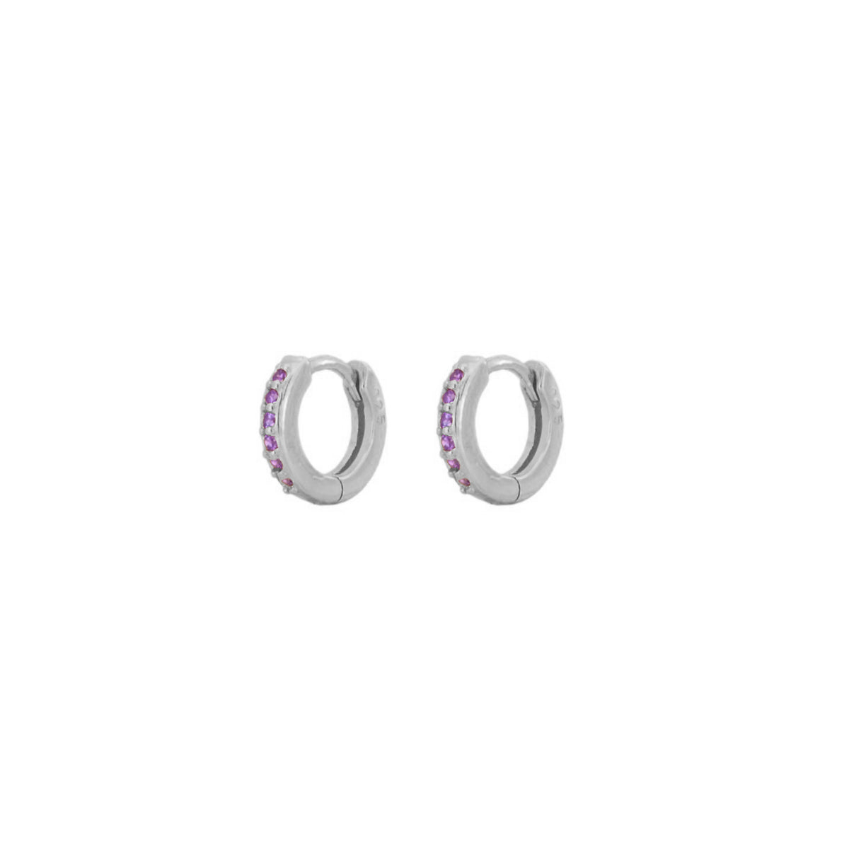 Violet zirconia mini hoop silver - ByMirelae