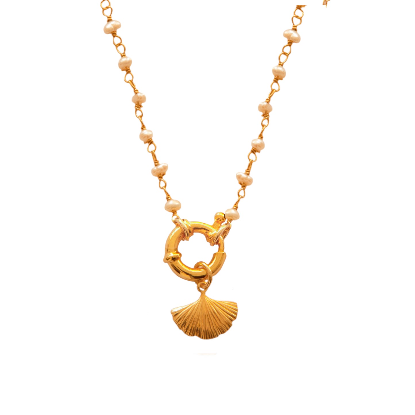 Pearl openclose gold & charm