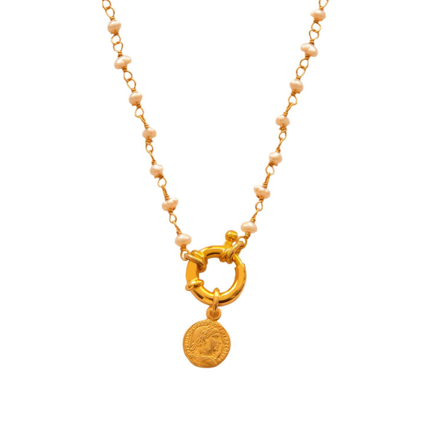 Pearl openclose gold & charm
