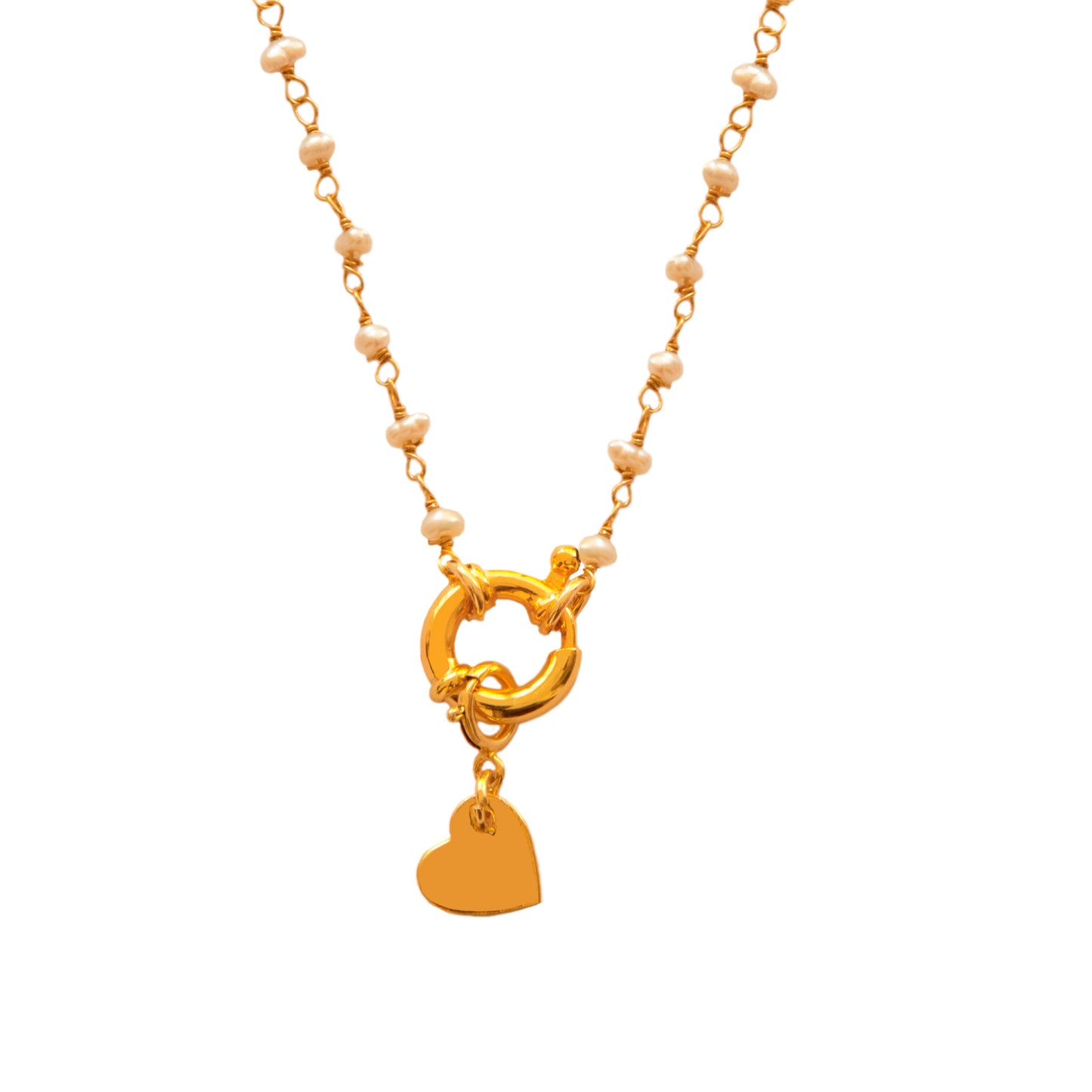 Pearl openclose gold & charm