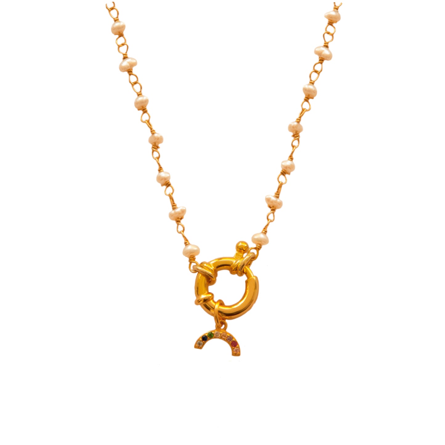 Pearl openclose gold & charm