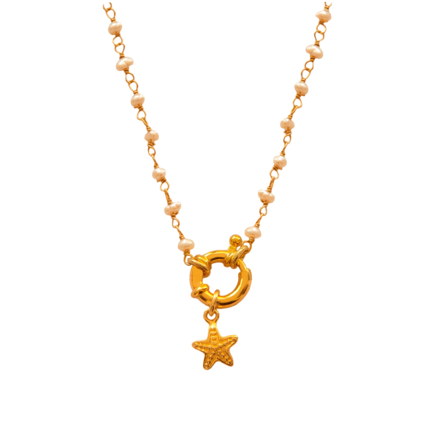 Pearl openclose gold & charm