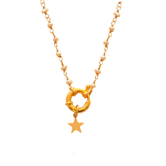 Pearl openclose gold & charm