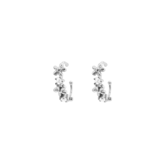 Zirconia flower ear cuff silver - ByMirelae