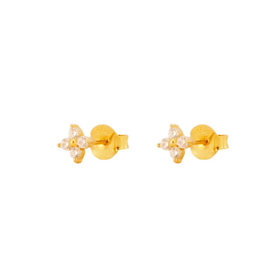 White zirconia flower gold - ByMirelae