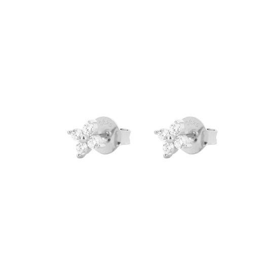 White zirconia flower silver - ByMirelae