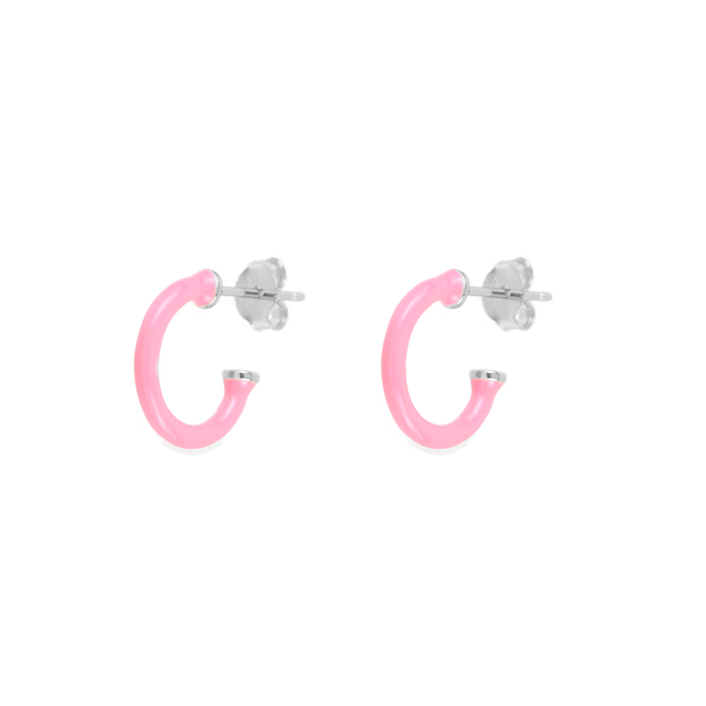Big pink enamel hoop silver
