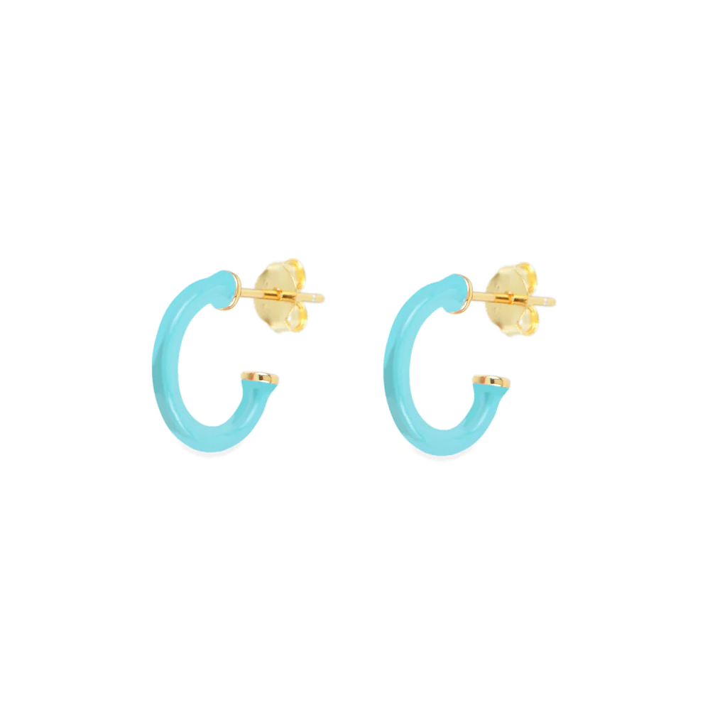 Big turquoise enamel hoop gold