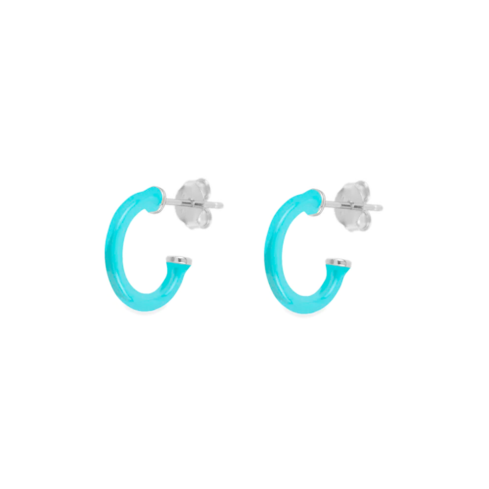 Big turquoise enamel hoop silver