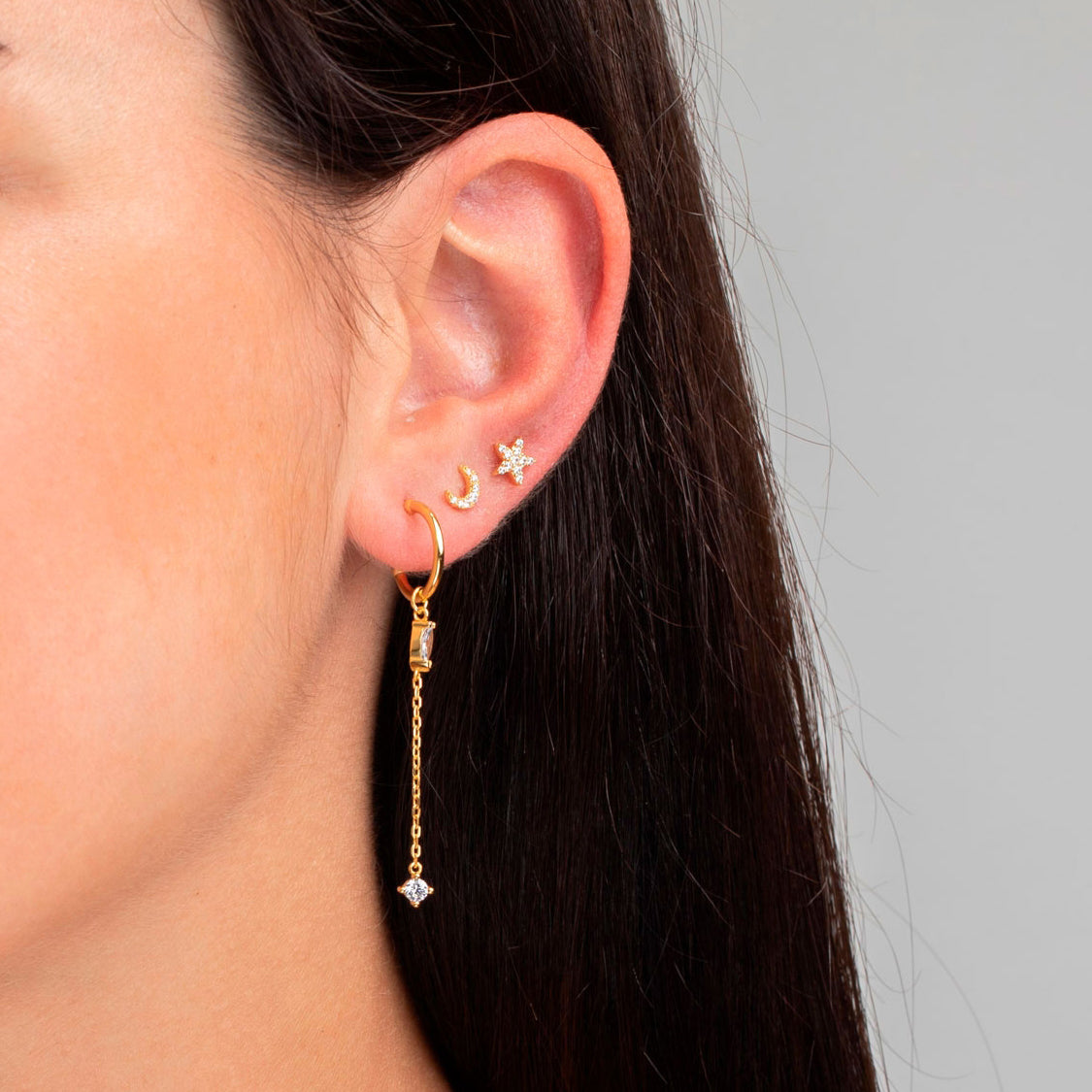 Zirconia drop chain gold
