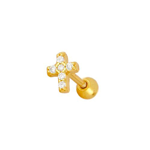 Zirconia cross piercing gold - ByMirelae