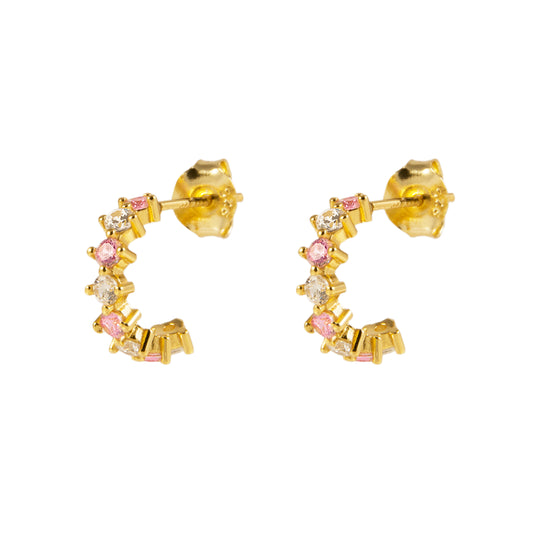 Pink & white hoop gold