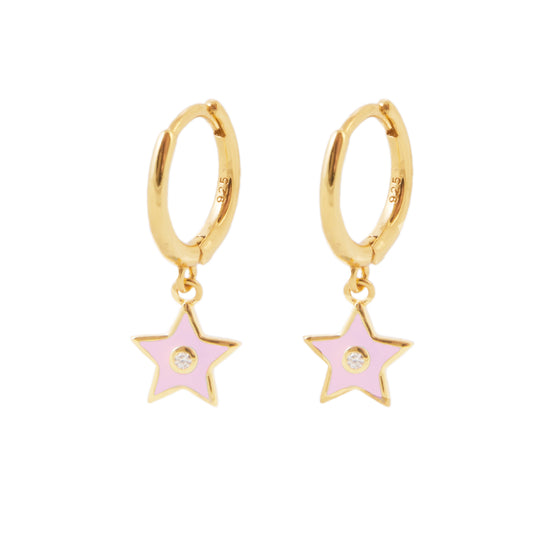 Pink enamel star gold