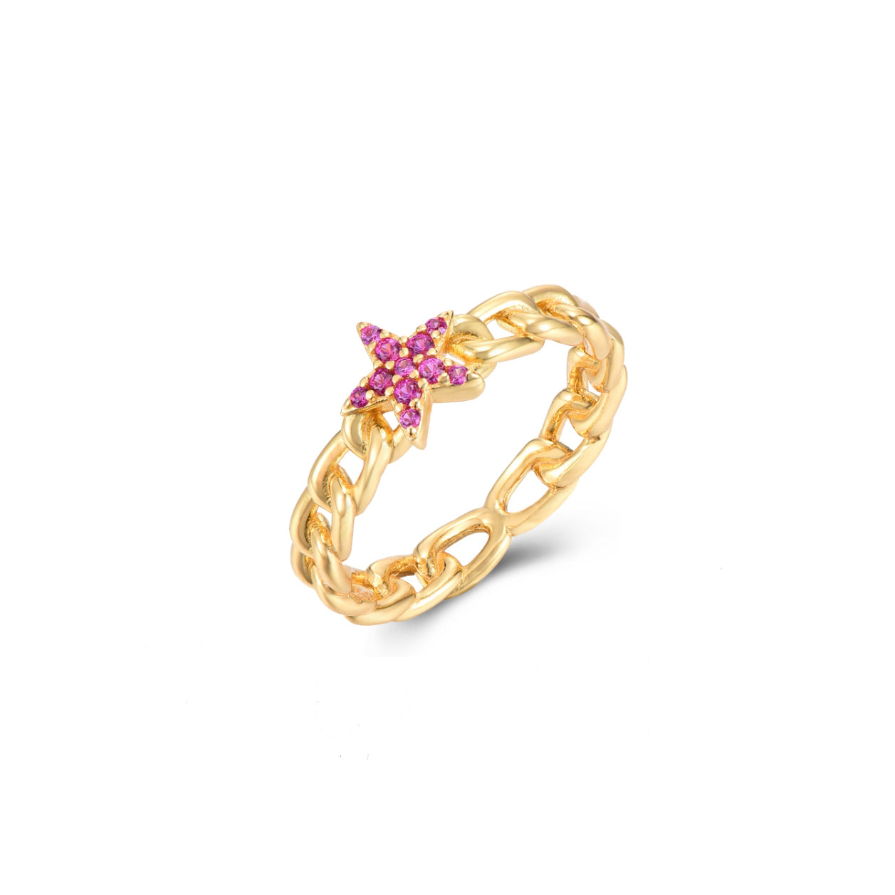 Pink star ring gold