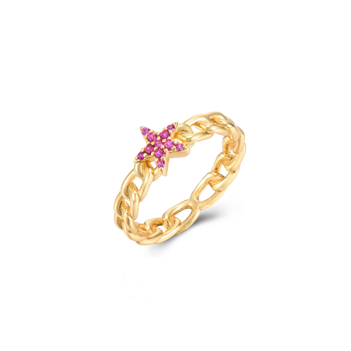Pink star ring gold