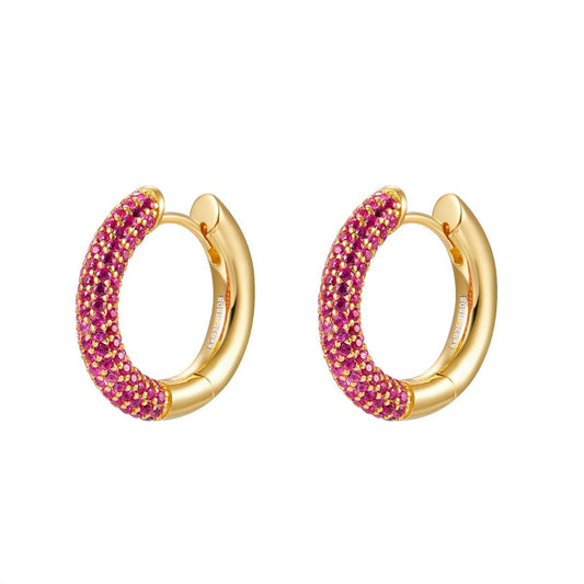 Pink zirconia tubular hoop gold